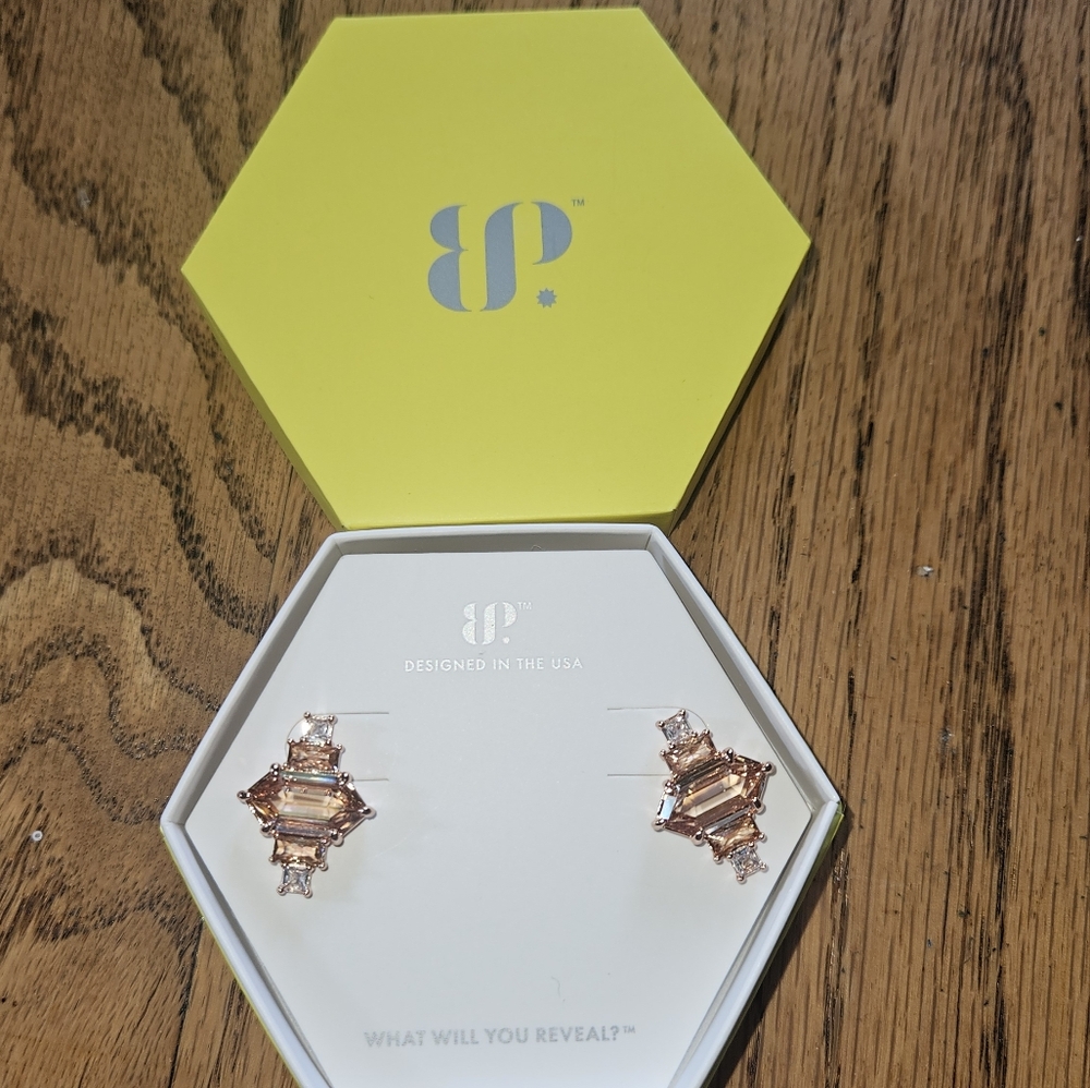 Bomb Party Smokey Topaz Cubic Zirconia Earrings.